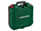 PARKSIDE® 20V Cordless Drill Driver case in green with red latches and black handle.