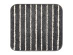 Grey striped bath mat with rounded corners