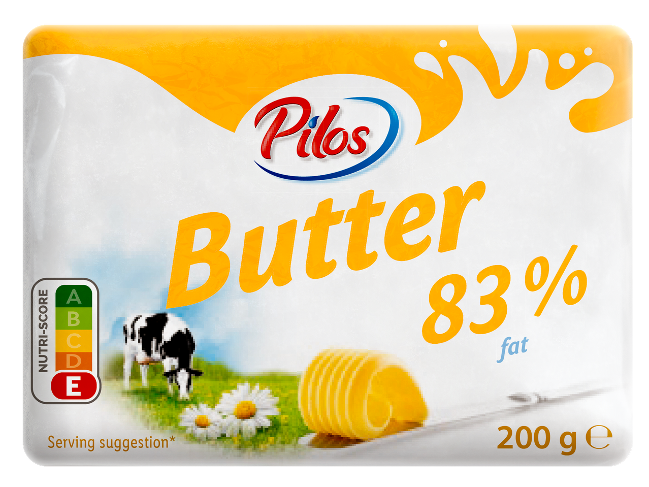 Pilos või 83% rasvasisaldusega pakk, 200 g, Nutri-Score E-ga.