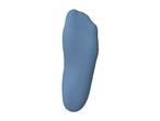 Single blue sock, viewed from the bottom, isolated on a white background.