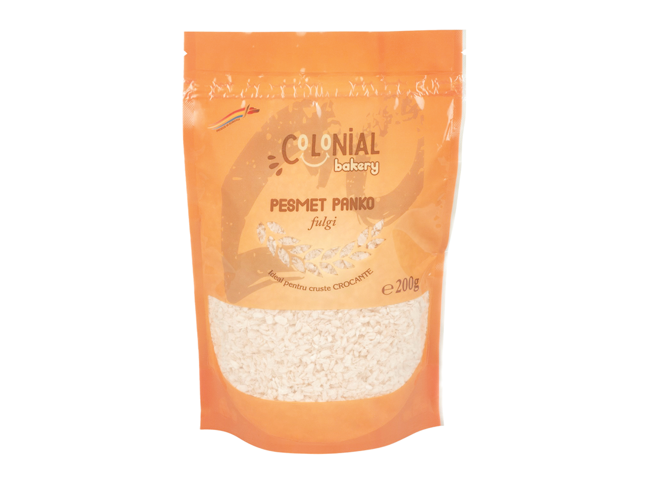 COLONIAL BAKERY Pesmet Panko fulgi, ideal pentru cruste crocante, ambalaj de 200g.