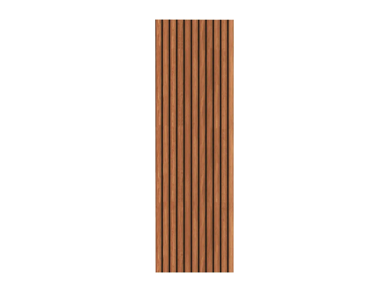 Vertical wooden slat paneling with a warm brown finish