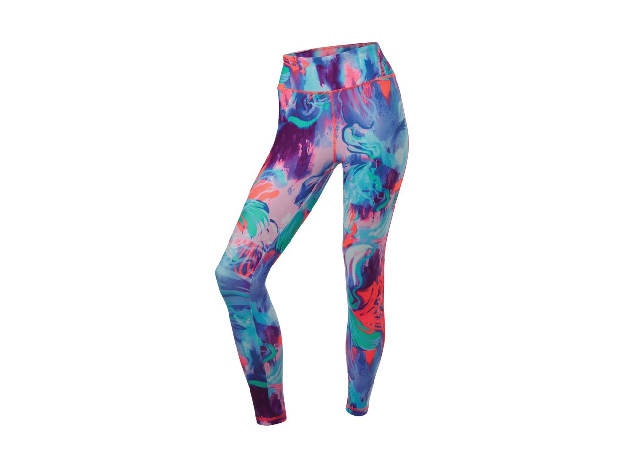 Farverige, mønstrede leggings til fitness.