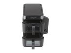 A black, two-tiered console organizer for a vehicle.