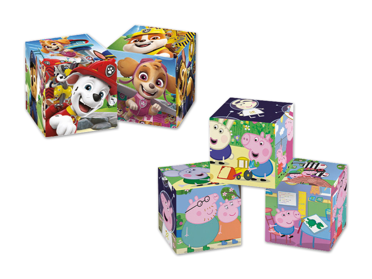 Paw Patrol und Peppa Wutz Würfelpuzzles