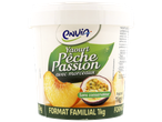 Pot de yaourt pêche passion avec morceaux, sans conservateur, format familial 1kg.