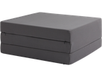 A tri-fold gray mattress is shown.