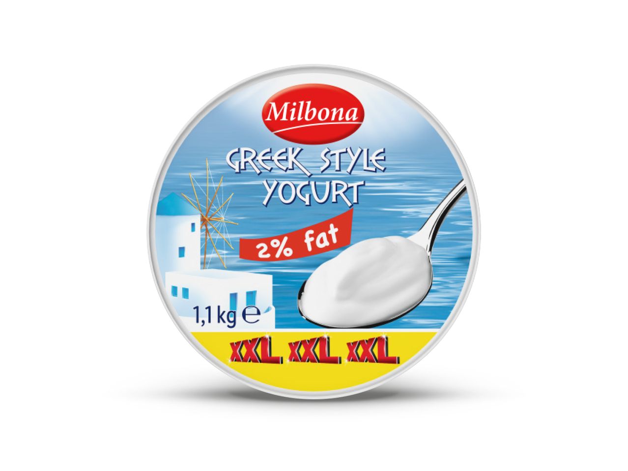 Milbona grčki jogurt s 2% masti, pakiranje od 1,1 kg.