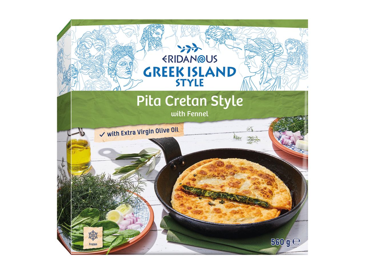 Eridanous Greek Island Style Pita Cretan Style with Fennel, 560g frozen.