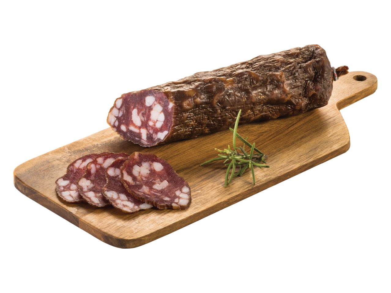 Suha klobasa, narezana na leseni deski.