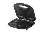 A black, open sandwich maker or panini press.