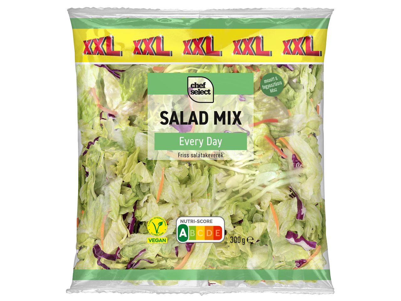 Chef Select XXL salátakeverék (300g), mosott és fogyasztásra kész.