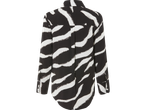Zwart-witte zebraprint blouse met lange mouwen.