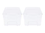 Two clear plastic refrigerator bins.