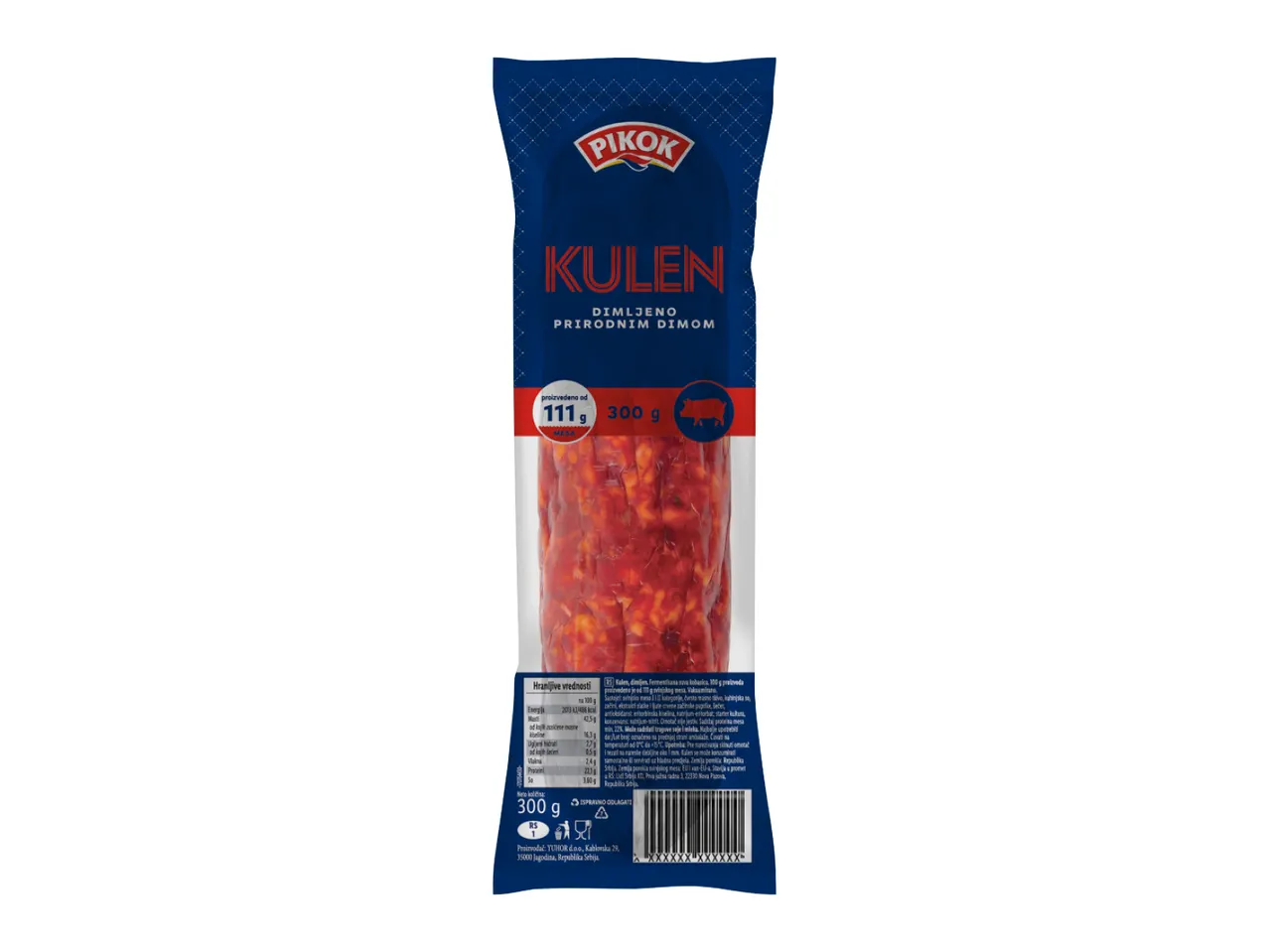 Pakovanje Pikok kulena, dimljenog prirodnim dimom, sa naznačenom težinom od 300g.