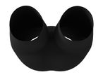 Black ribbed seamless sports bra with two cups, viewed from above.