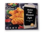 En pakke Culinea Chicken Strips Mexican Style med hot sweet chili dip.