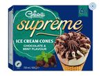 Gelatelli Supreme ice cream cones, chocolate and mint flavour.