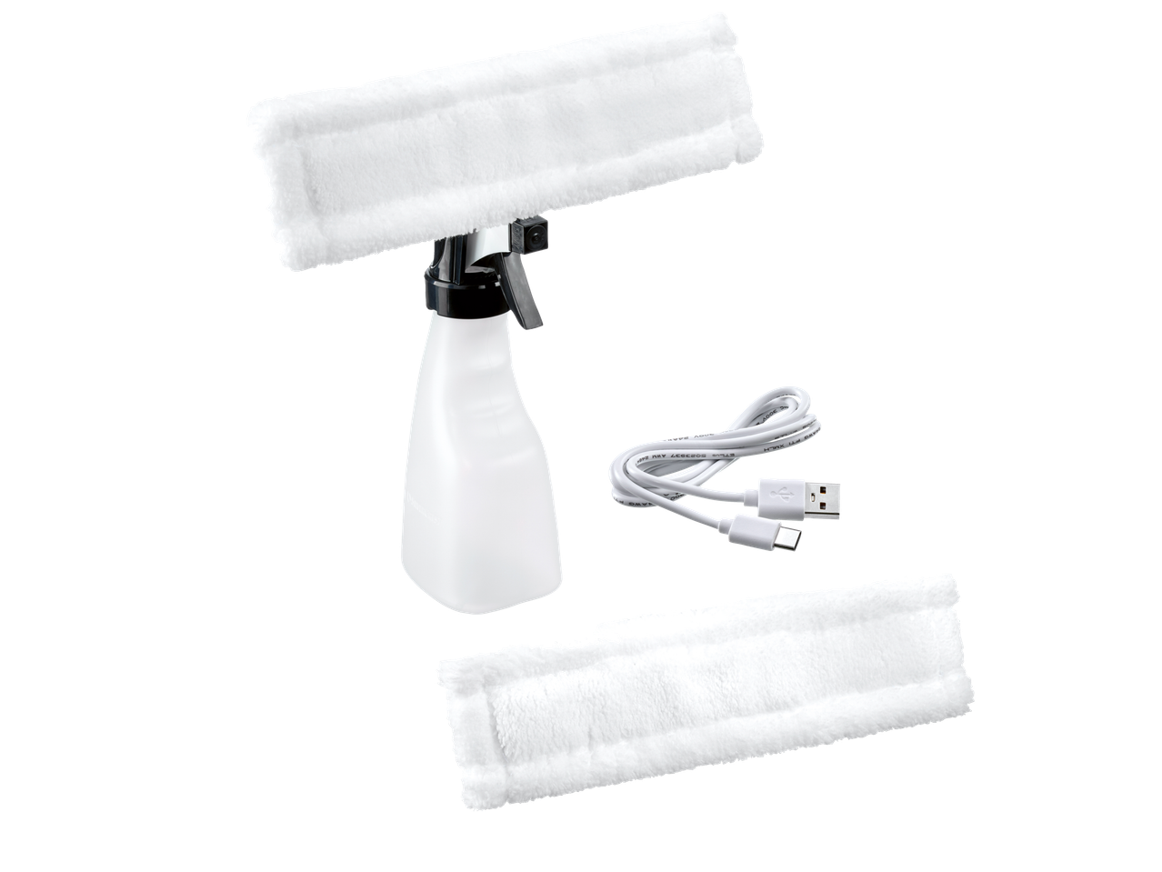 Silvercrest® Akku-Fenstersauger: ψεκαστήρας με σπάτουλα και δύο καλύμματα μικροϊνών, καλώδιο USB-C