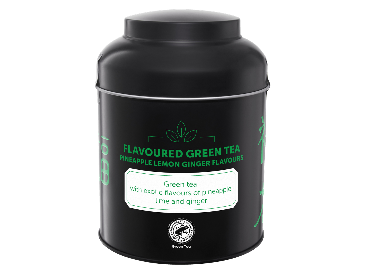 Chá verde aromatizado com sabores exóticos de abacaxi, limão e gengibre.