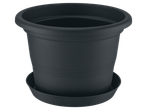 Vaso de planta preto Parkside com prato