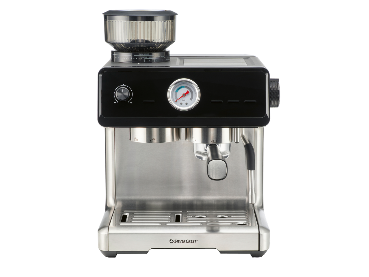 Espressor SILVERCREST cu râșniță de cafea integrată și manometru