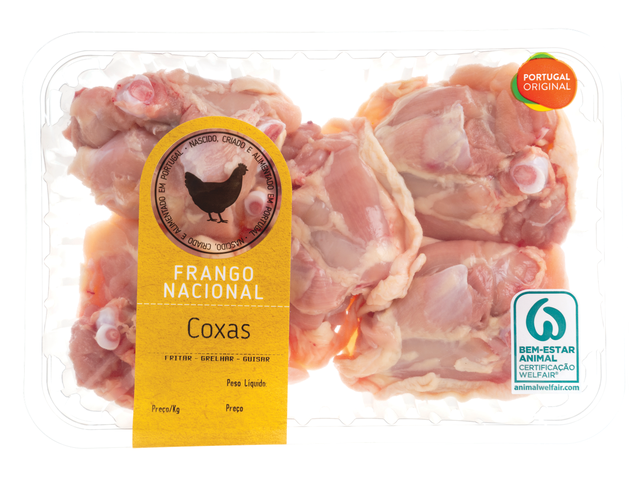 Embalagem de coxas de frango Frango Nacional, Portugal Original.