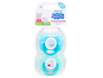 Grow with Peppa Pig ventilated soothers with silicone almond teats.