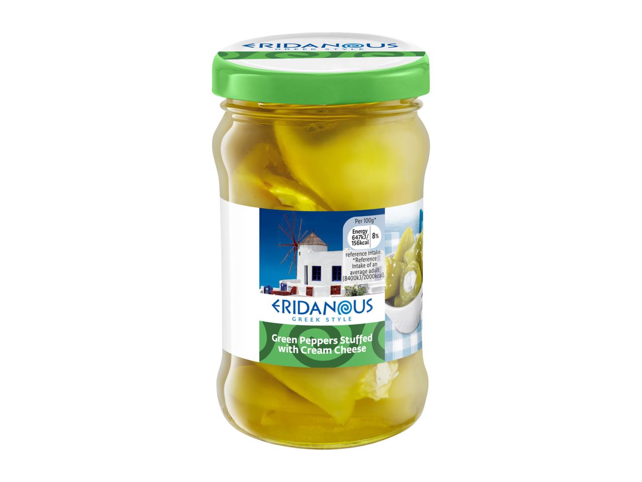 Eridanous Greek Style Green Peppers Stuffed with Cream Cheese jar.