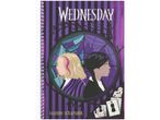 Wednesday fashion scrapbook with illustrations of Wednesday and Enid