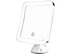 A white LED Make-Up Mirror with a chrome frame and suction cup base.