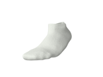 Single white ankle sock with ribbed texture.
