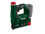 Agrafador sem fios com bateria de 20V, profundidade ajustável e tipos de agrafos 55 (15-25mm) e 47 (15-32mm).