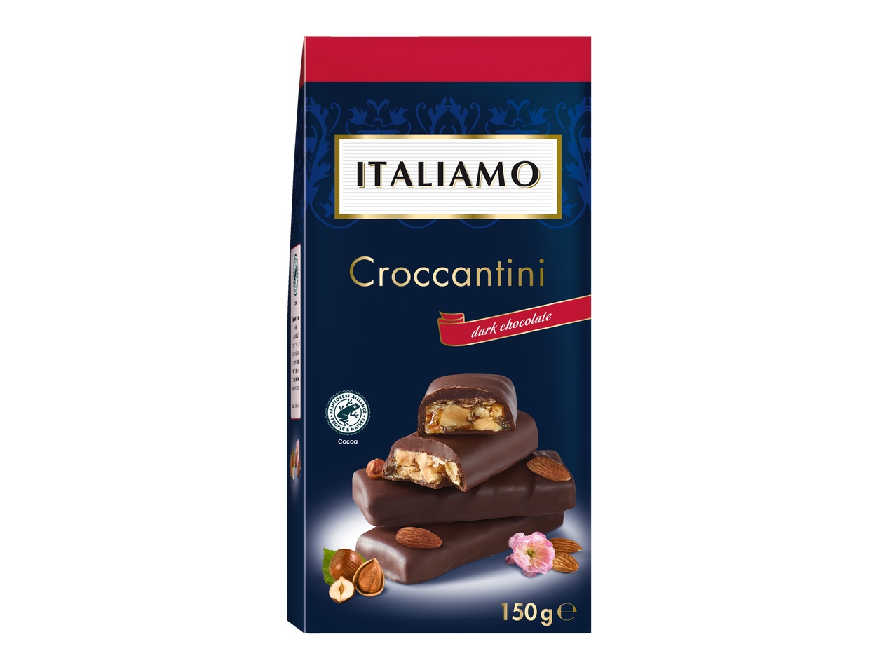 ITALIAMO Croccantini: repen pure chocolade met amandelen en hazelnoten.