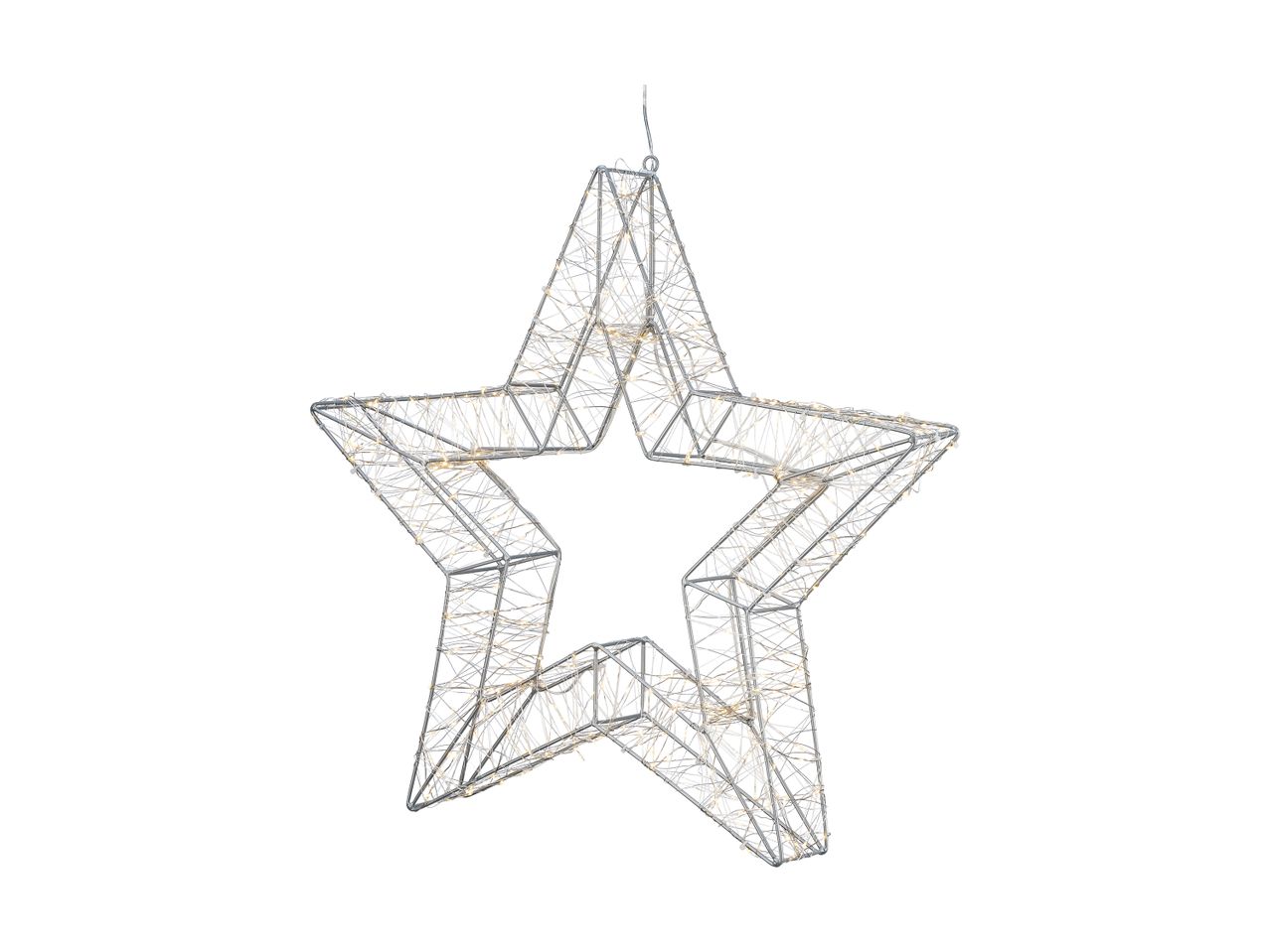 Illuminated 3D star decoration with warm white LED lights, ideal for festive displays.