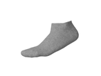 Single grey ankle sock, made from a ribbed knit fabric, shown on a white background.
