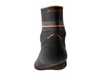A back view of a black Crivit ankle sock with orange accents.