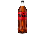 Garrafa de Coca-Cola Zero Açúcar com rótulo vermelho, texto preto e tampa preta.