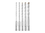 A set of five SDS-plus hammer drill bits of varying sizes, from 5mm to 12mm.