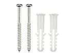 Two screws and two plastic wall plugs
