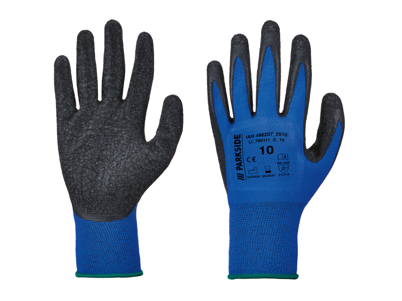 Parkside® radne rukavice, plavo-crne, sa neklizajućim premazom.