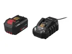 A 4.0Ah battery and a 4.5A max charger, both black with red accents and 30-year anniversary branding.