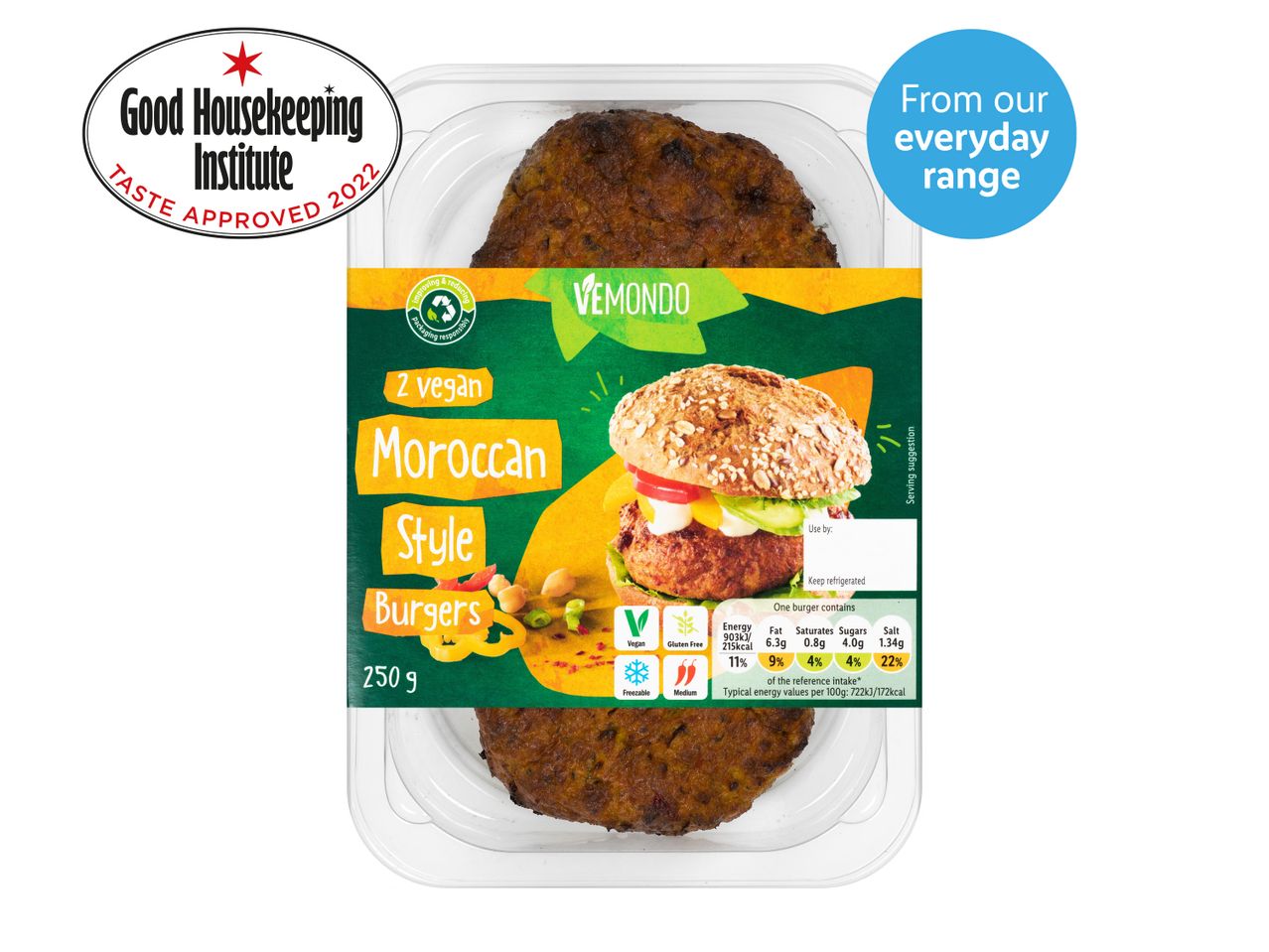 Go to full screen view: Vemondo Vegan Moroccan Burgers Pack of 2 - Image 1