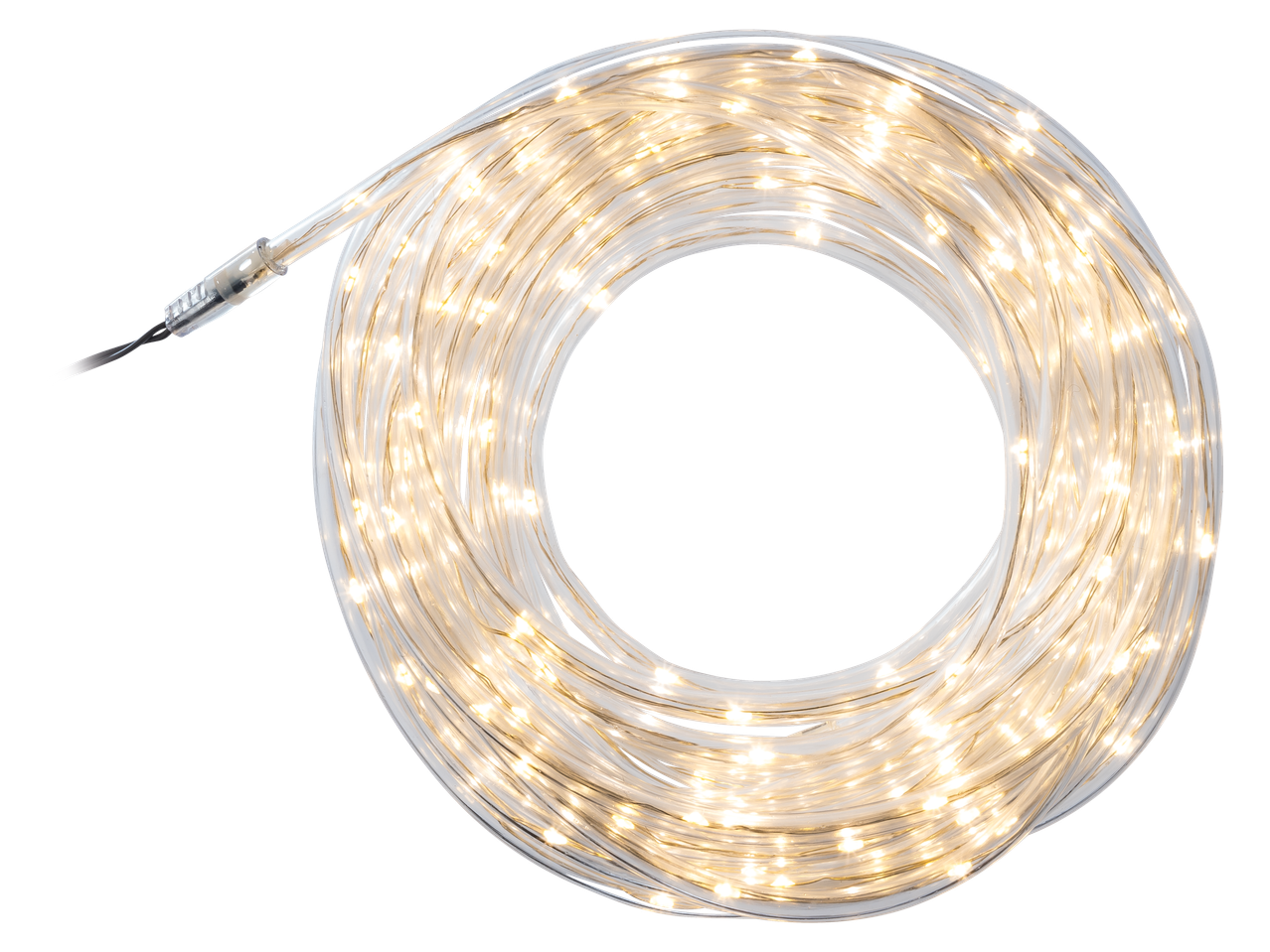 LIVARNO HOME gaismas šļūtene, satīta, ar siltu gaismu, uz melna fona