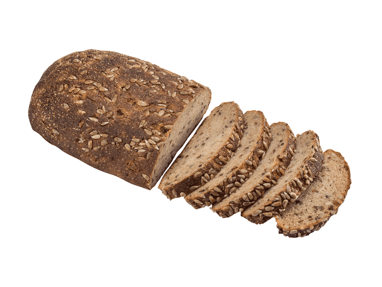 Duonos kepalas su saulėgrąžomis ir riekelėmis