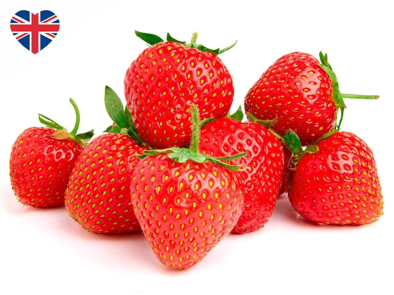 Fresh red strawberries from the UK.