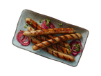 Grillitud vorstid punase sibula ja mikropeenraga.