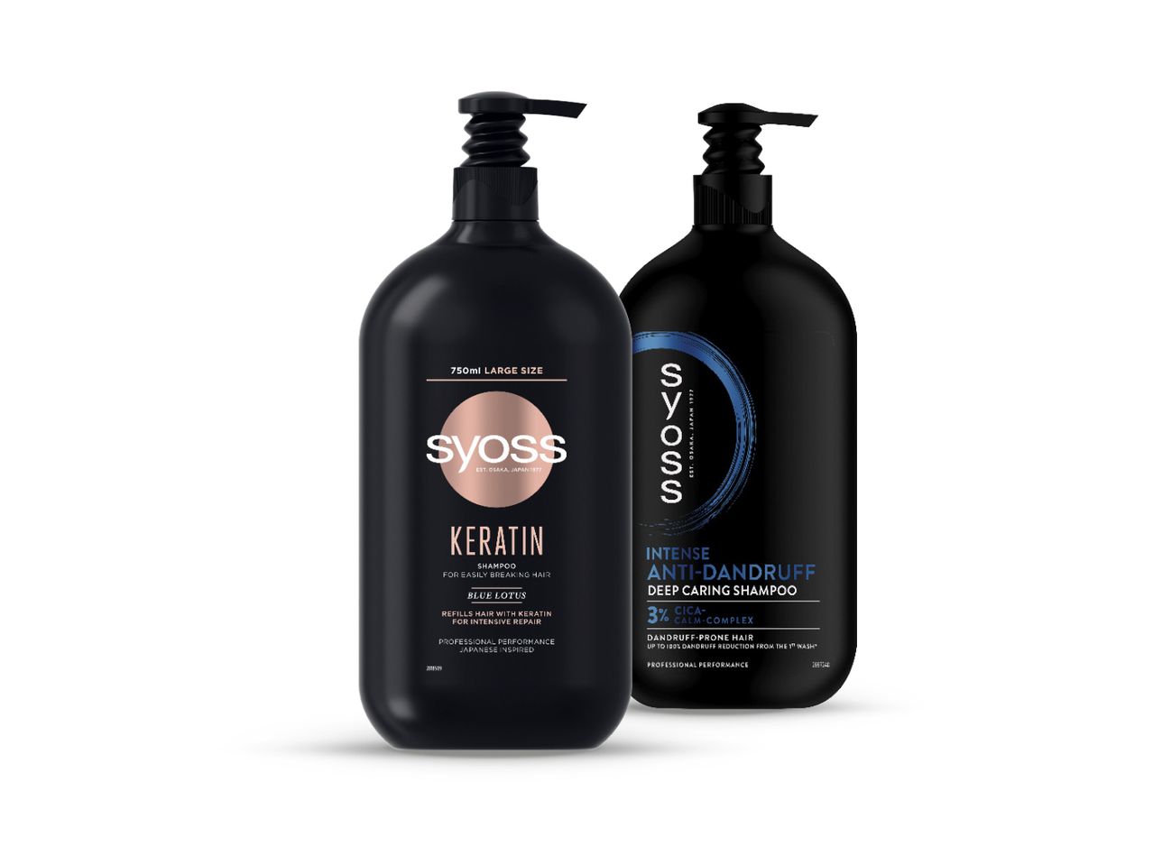 Syoss šamponi: keratin za lomljivu kosu i intenzivni protivperut šampon.