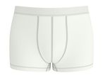 White men's boxer briefs with grey stitching