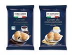 To pakker croissanter: en med chokoladefyld og en med creme patissiere-fyld.